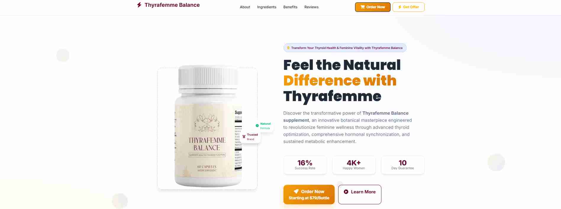 Discover the transformative power of Thyrafemme Balance supplement, an innovative botanical masterpiece engineered to revolutionize feminine wellness through advanced thyroid optimization, comprehensive hormonal synchronization, and sustained metabolic enhancement.