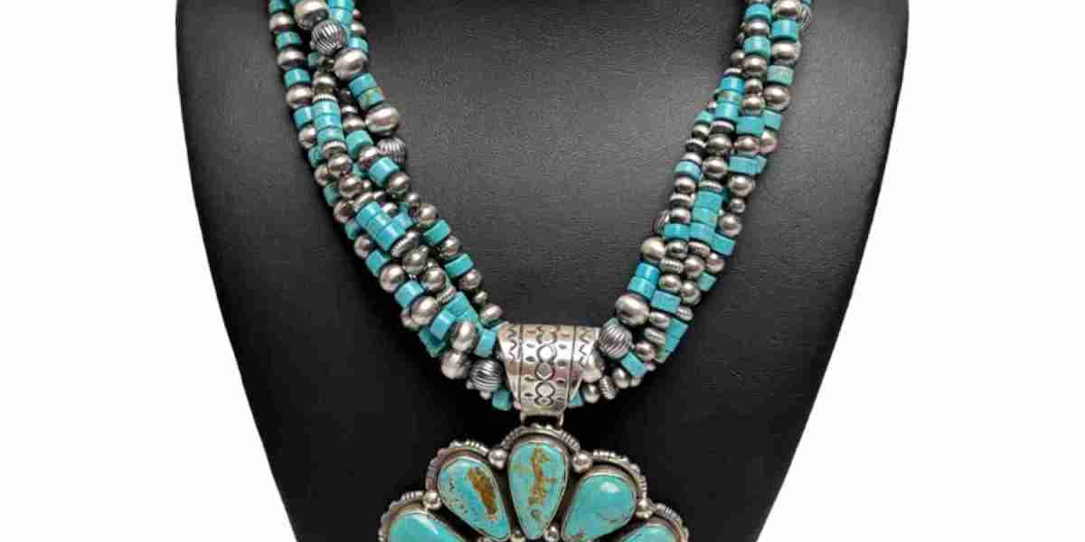 Buy Natural Turquoise Squash Blossom Necklace USA – Discover Authentic Southwestern Beauty with Mash