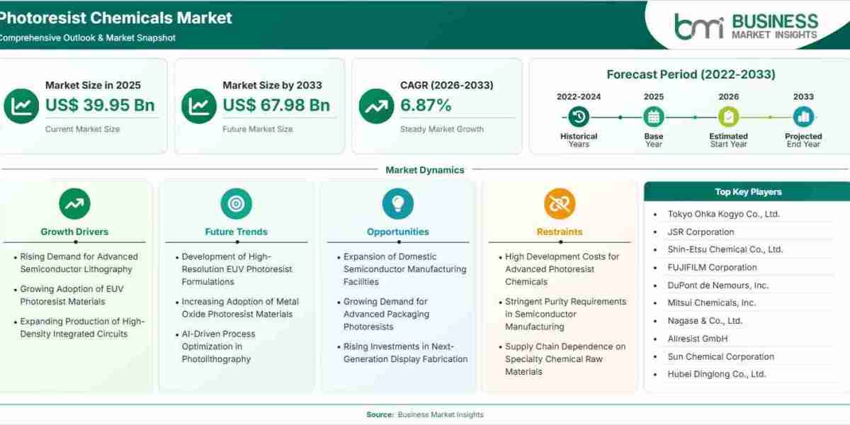 Photoresist Chemicals Market Trajectory Hits US$67.98 Billion by 2033 at 6.87% CAGR